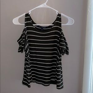 Navy Green Cut Out Shirt